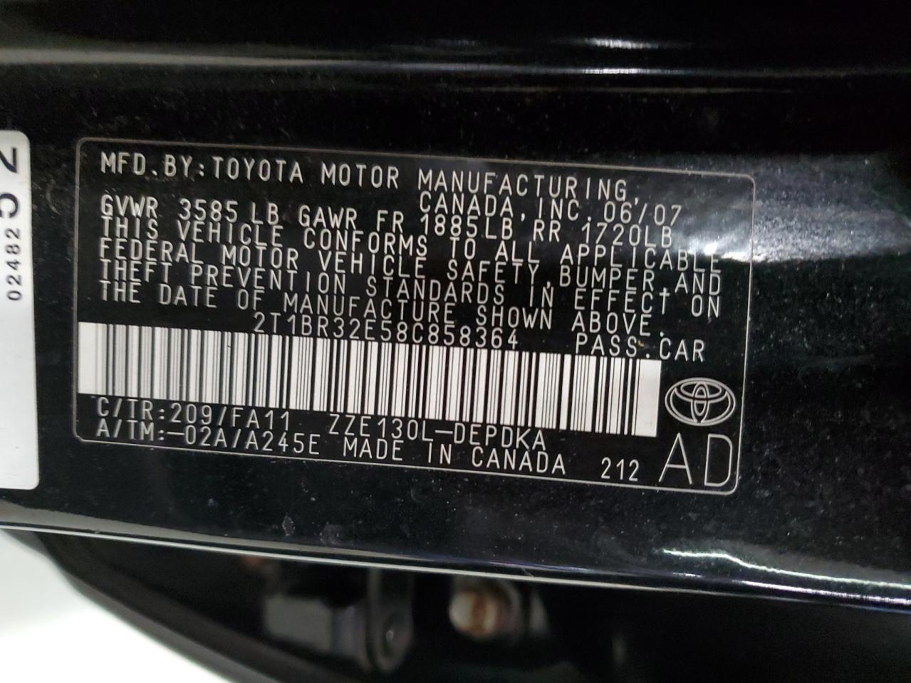 2008 TOYOTA COROLLA