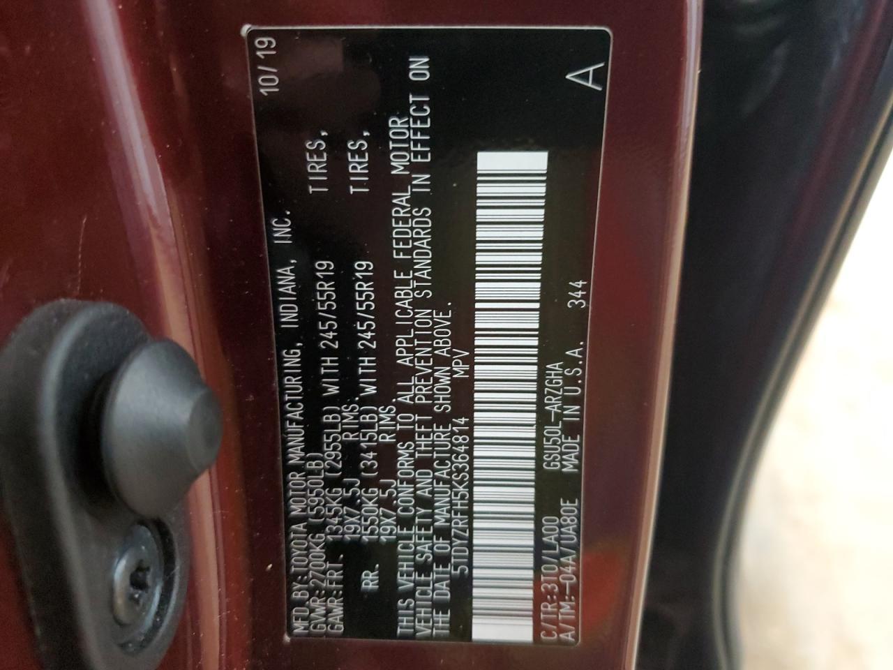 2019 TOYOTA HIGHLANDER