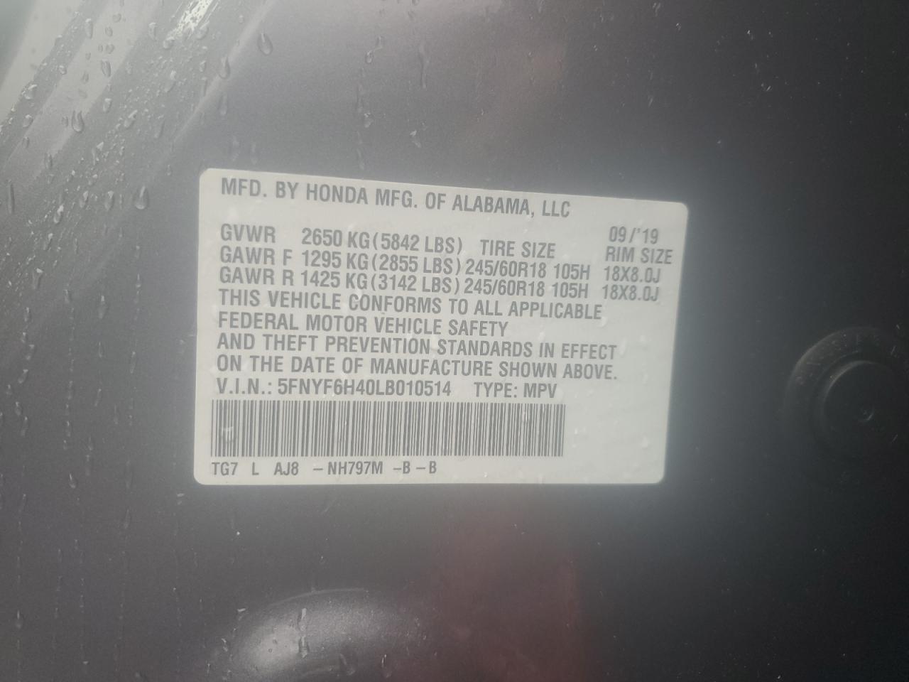 2020 HONDA PILOT