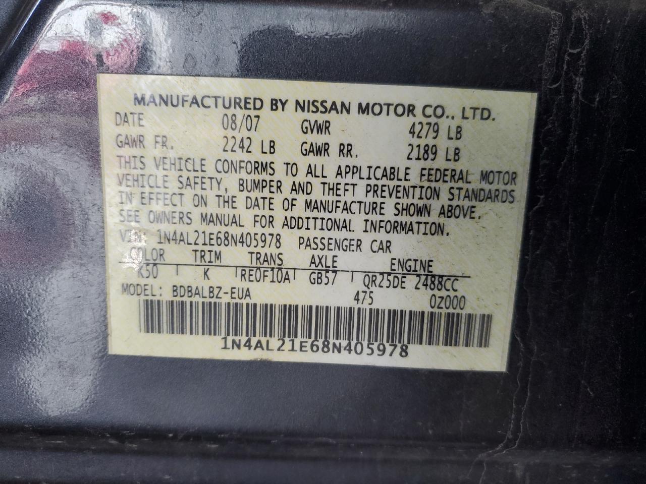 2008 NISSAN ALTIMA