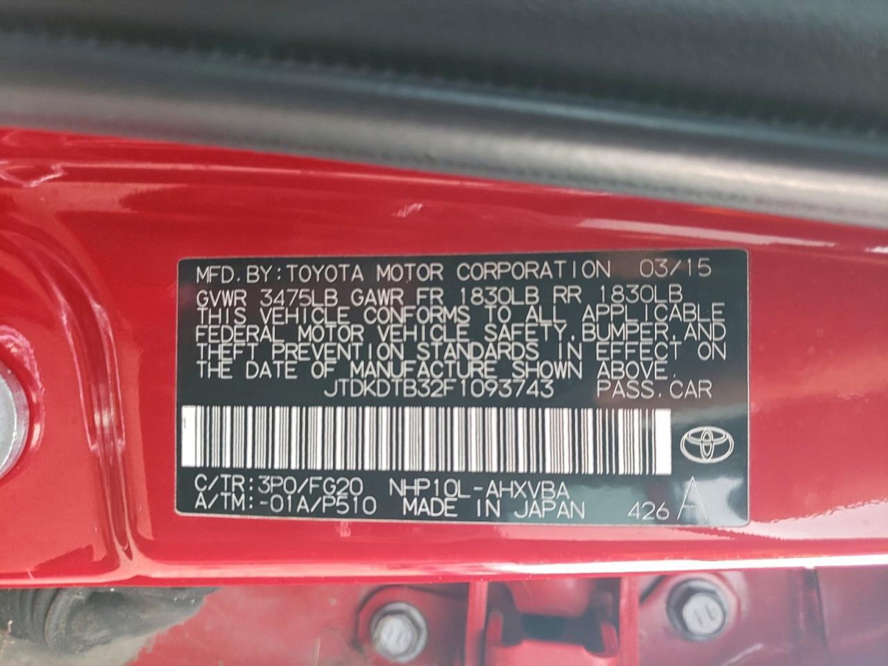 2015 TOYOTA Prius c