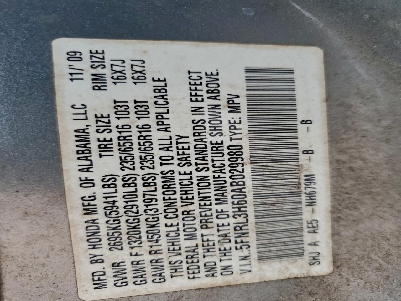 2010 HONDA ODYSSEY