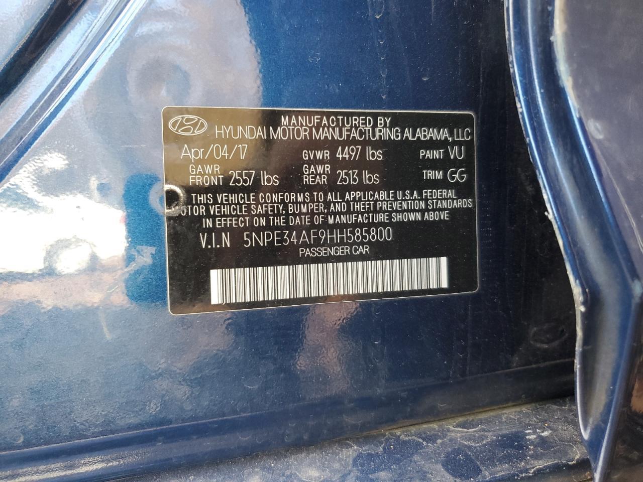 2017 HYUNDAI SONATA
