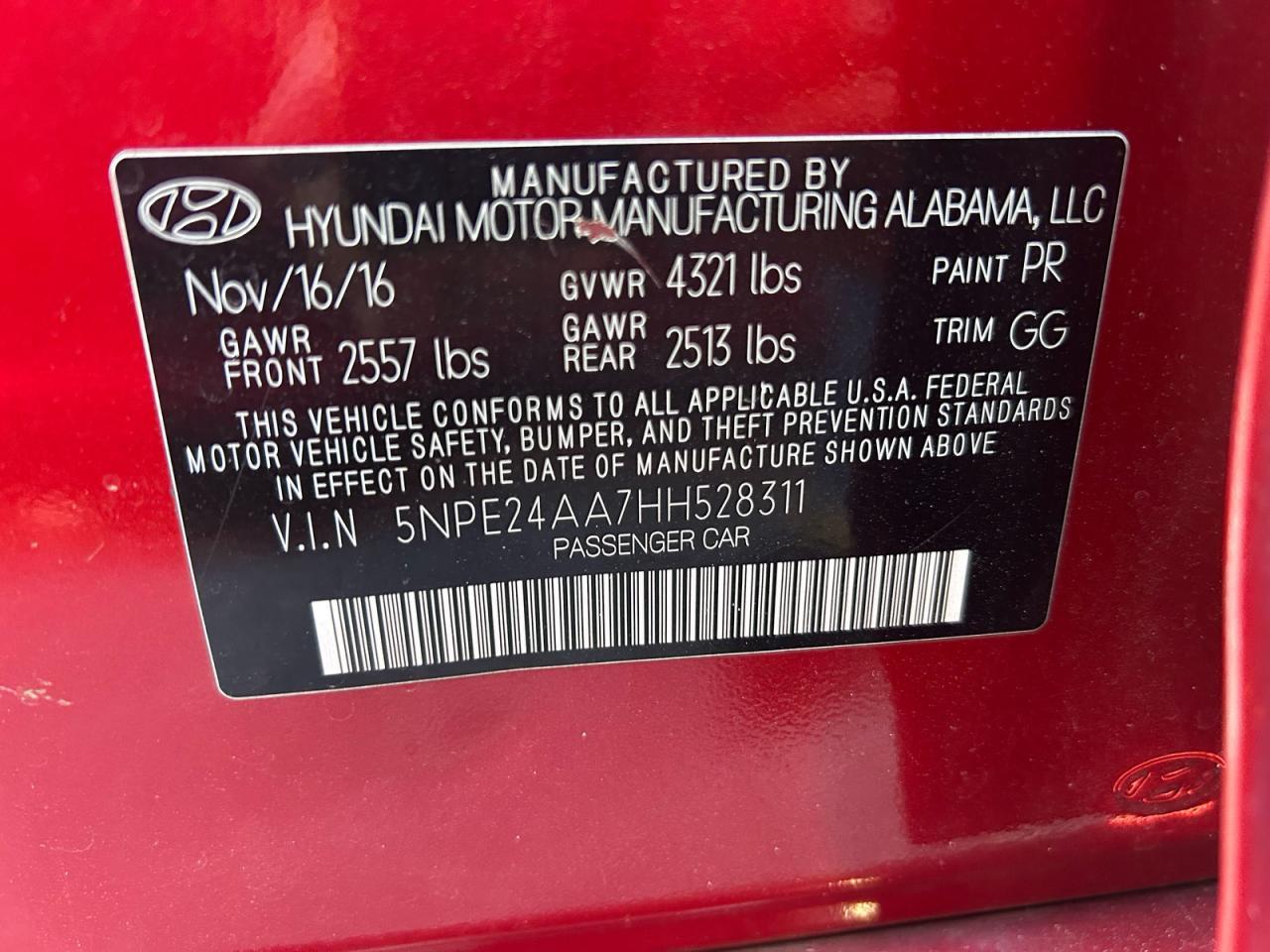 2017 HYUNDAI SONATA