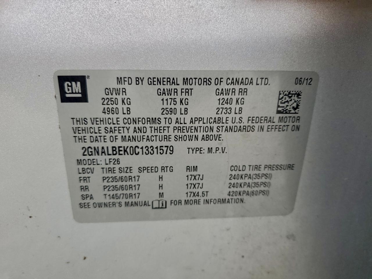 2012 CHEVROLET EQUINOX