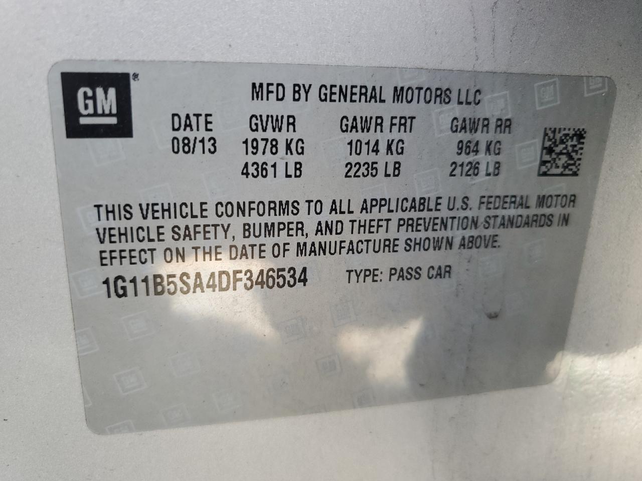 2013 CHEVROLET MALIBU