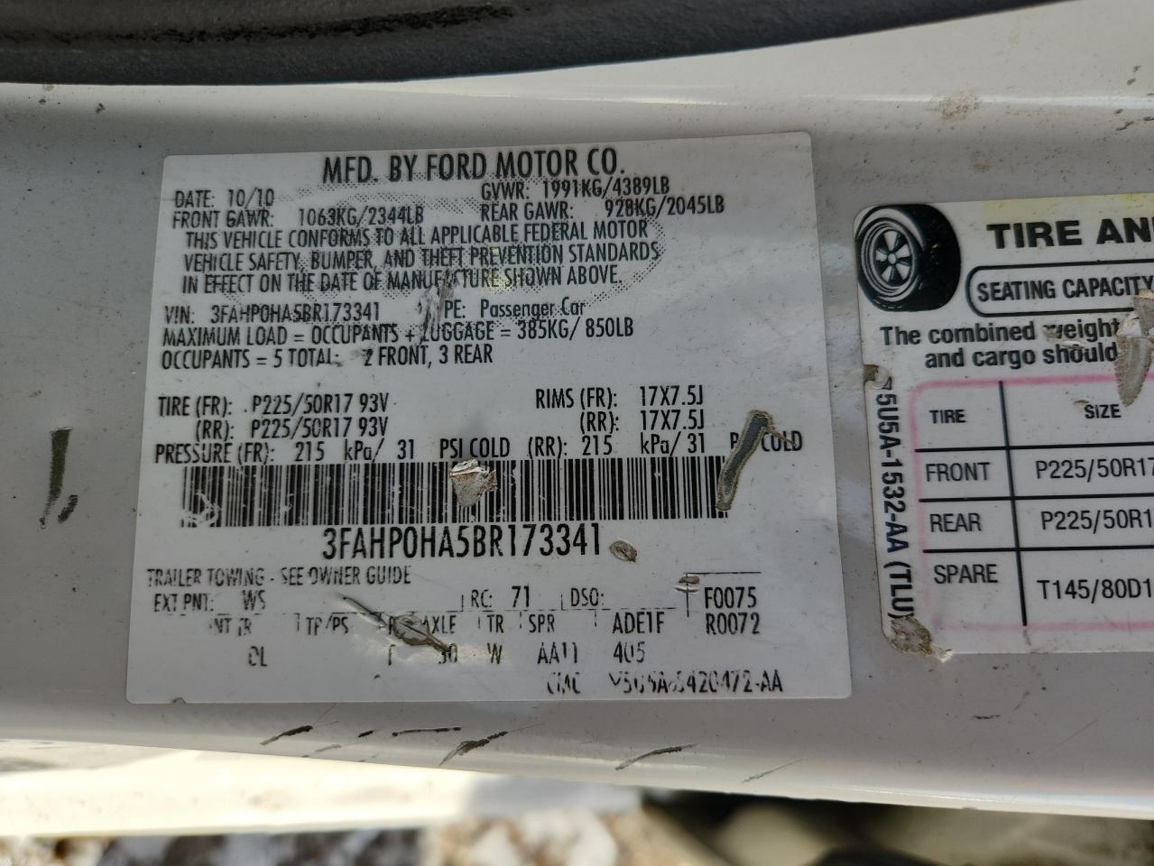 2011 FORD FUSION