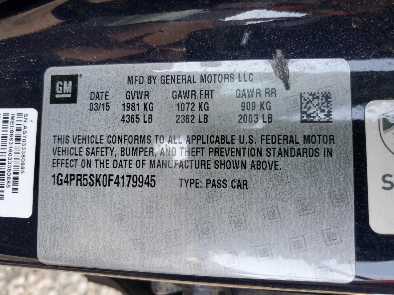 2015 BUICK VERANO
