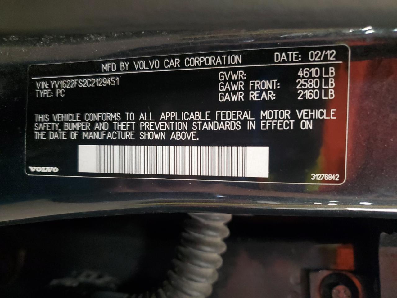 2012 VOLVO S60