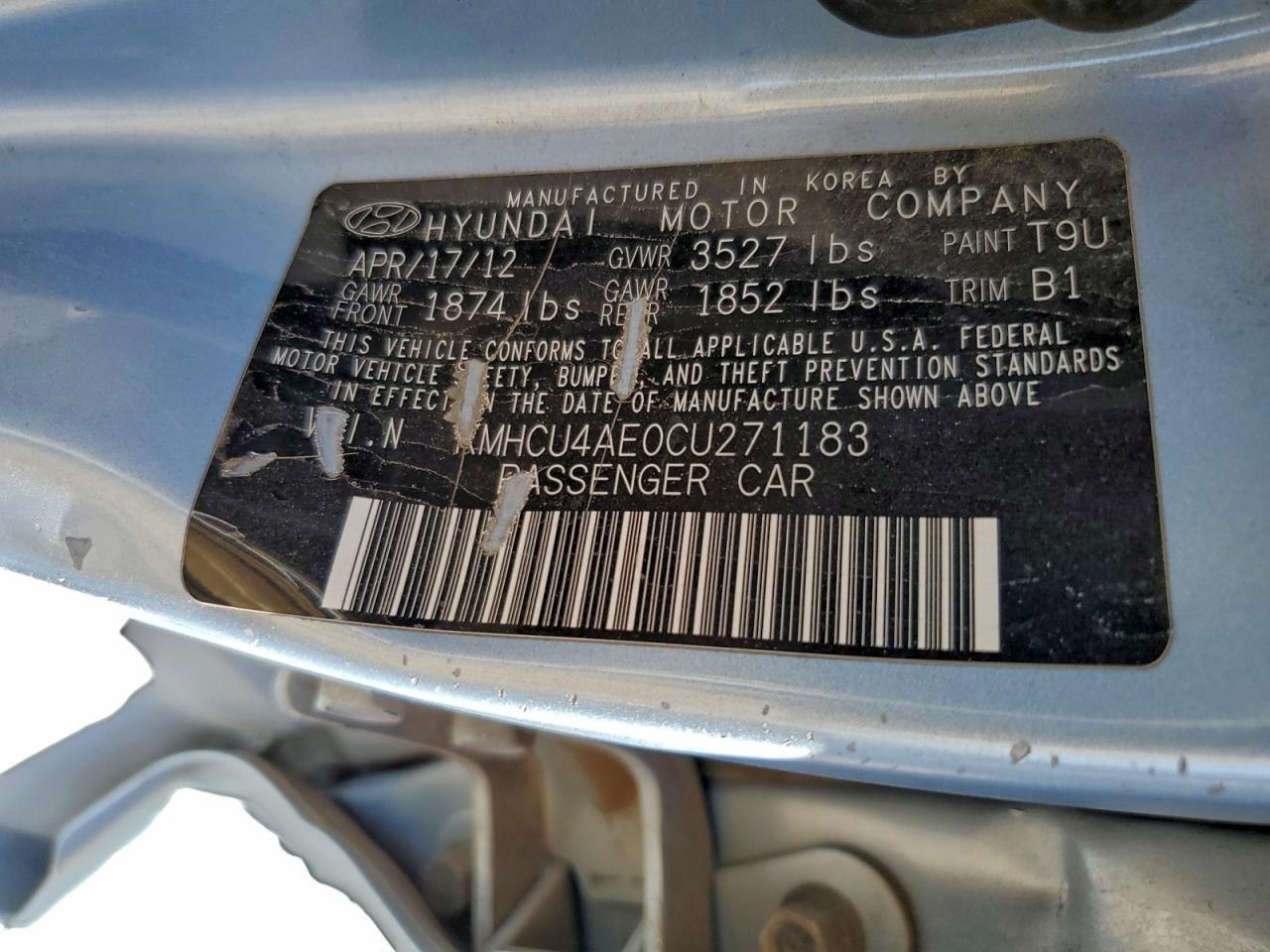2012 HYUNDAI ACCENT