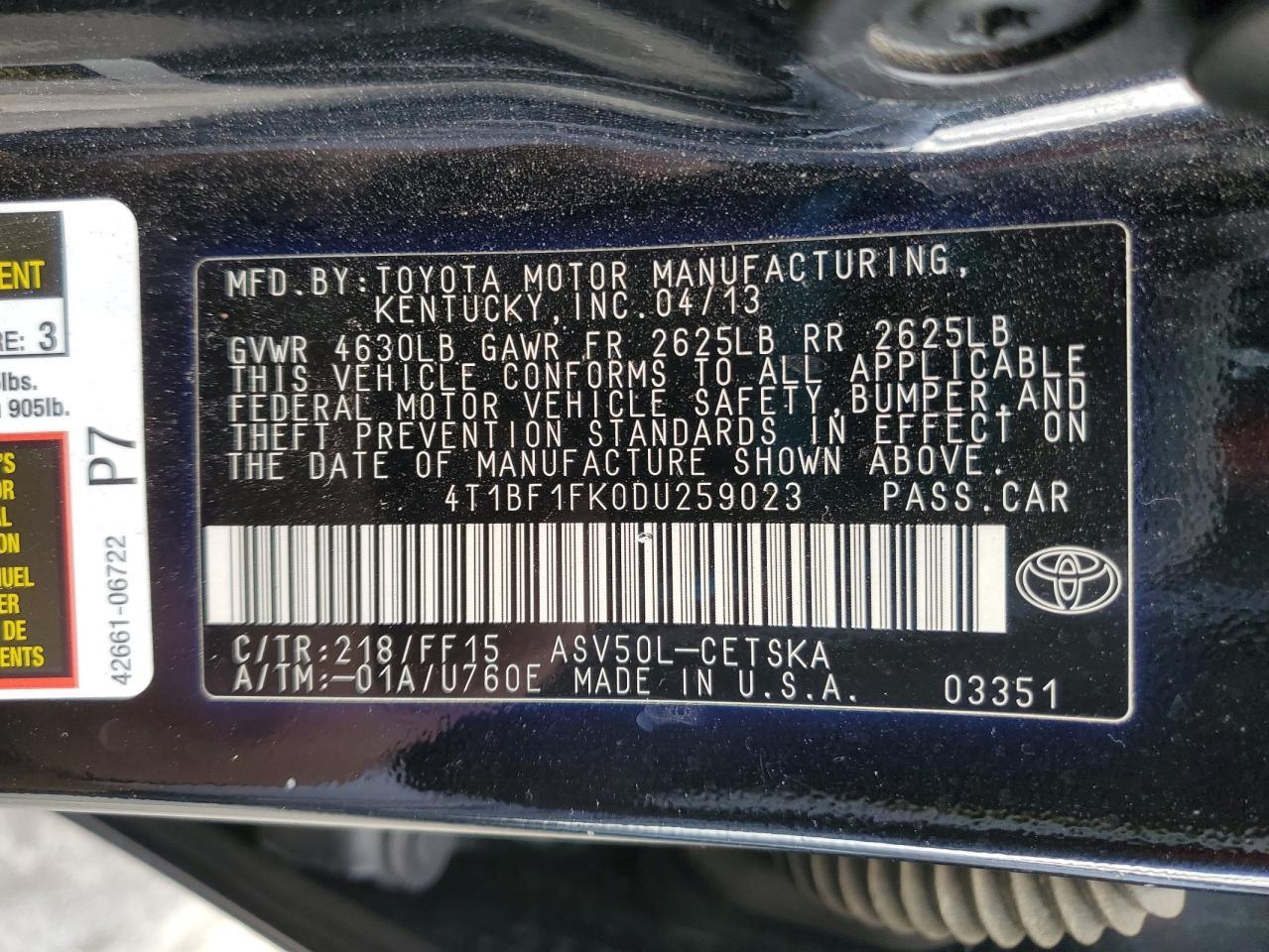 2013 TOYOTA CAMRY