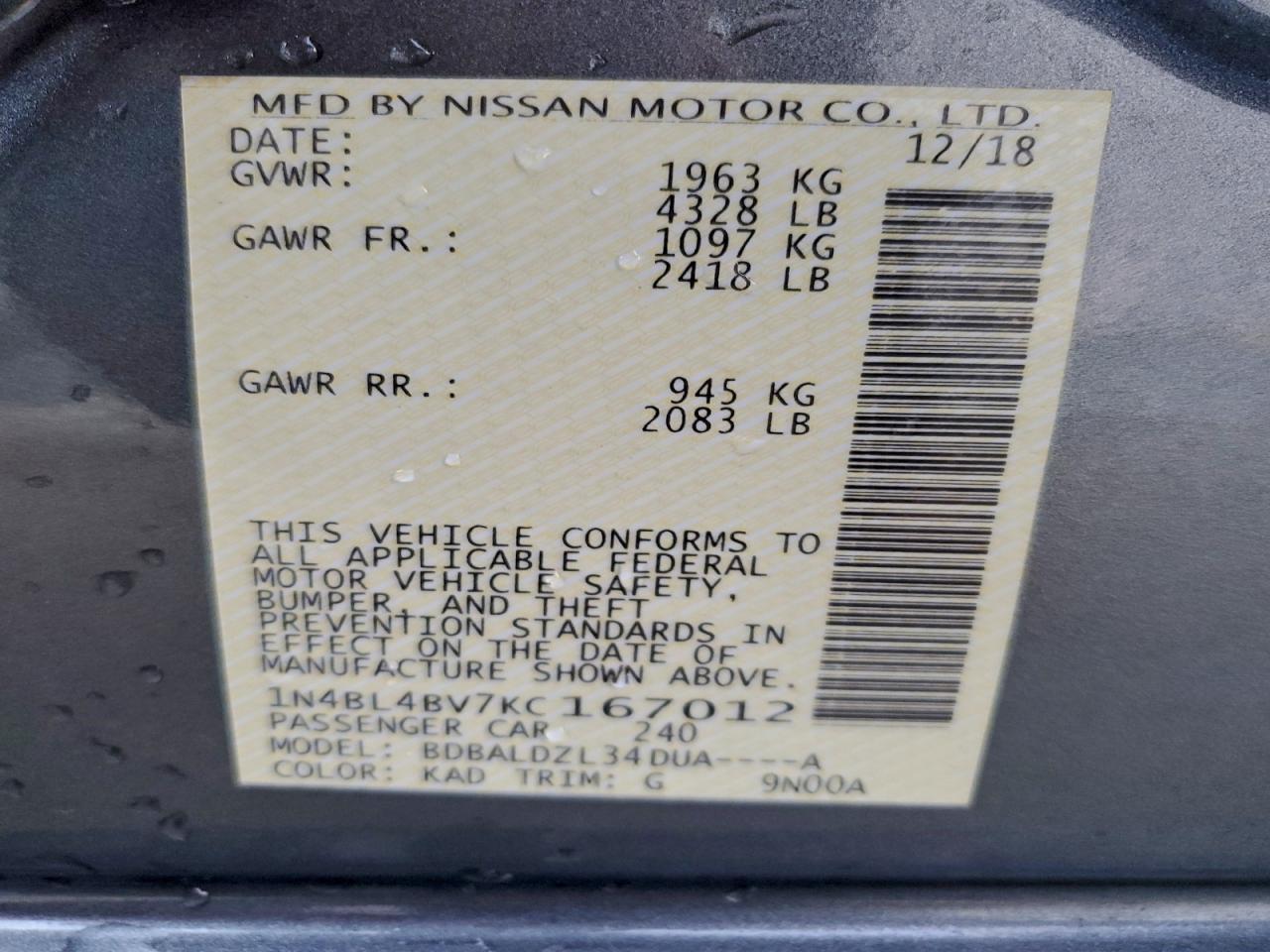 2019 NISSAN ALTIMA