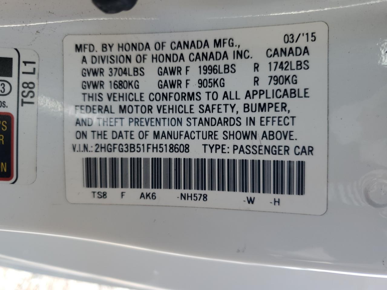2015 HONDA CIVIC