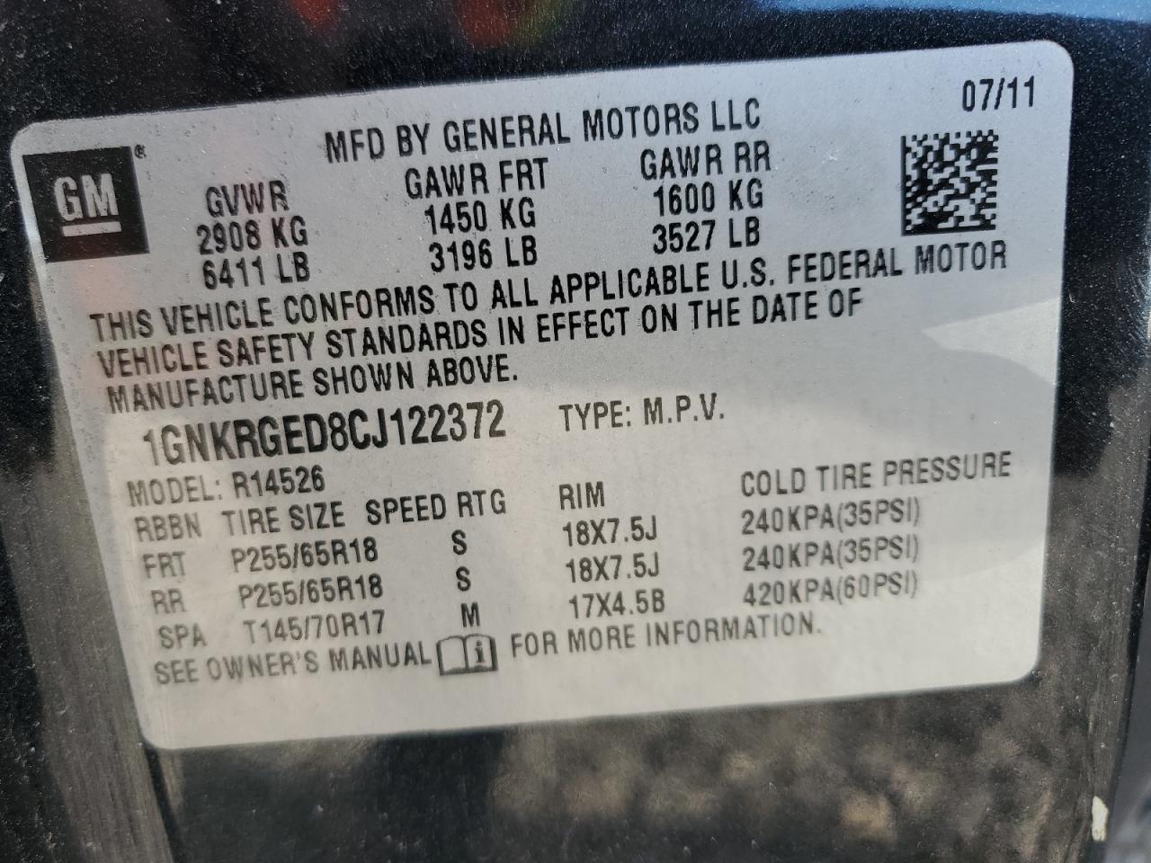 2012 CHEVROLET TRAVERSE