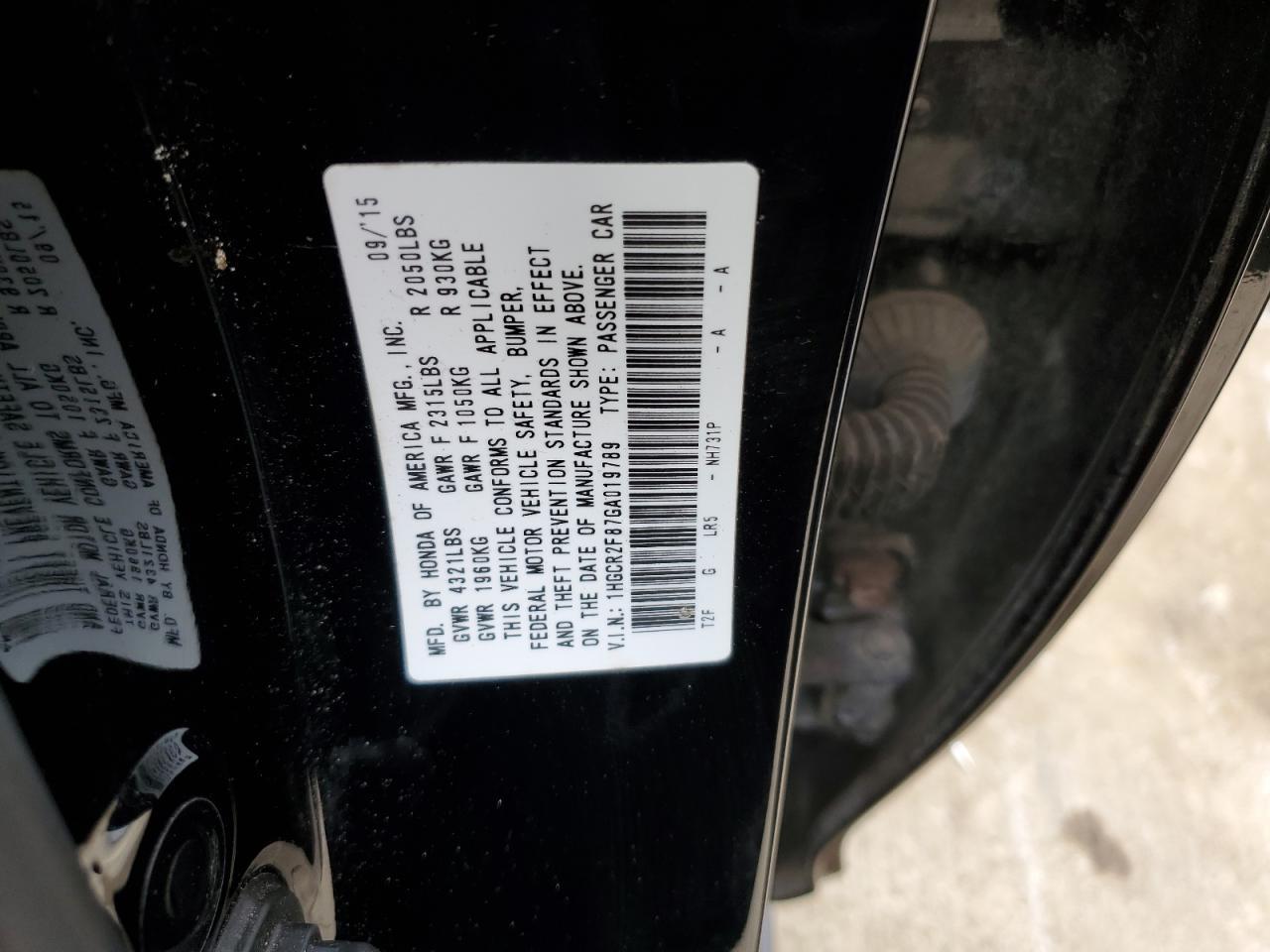 2016 HONDA ACCORD