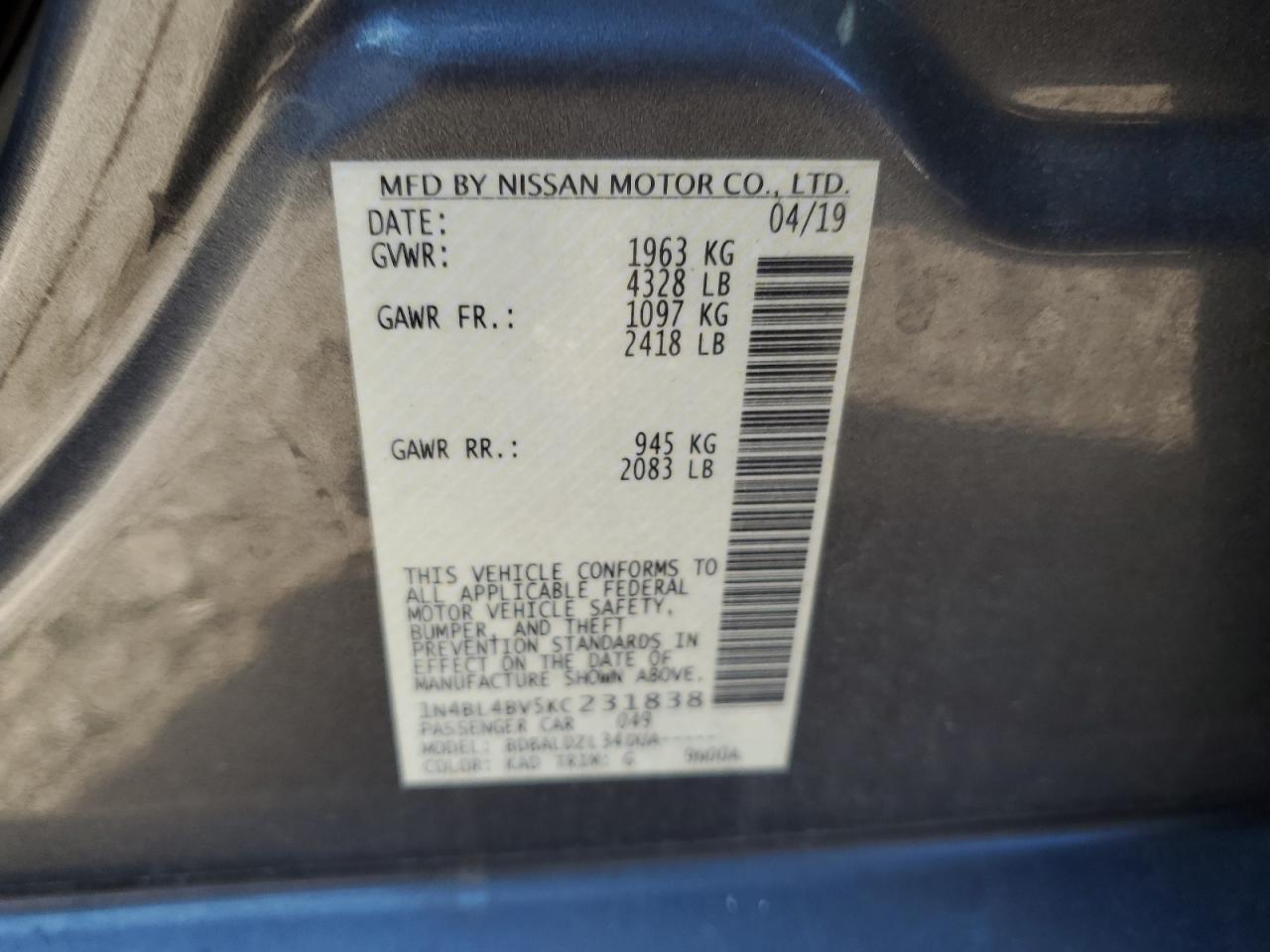 2019 NISSAN ALTIMA