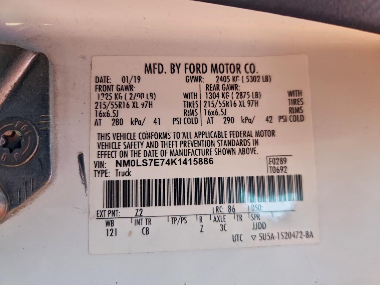 2019 FORD TRANSIT CONNECT