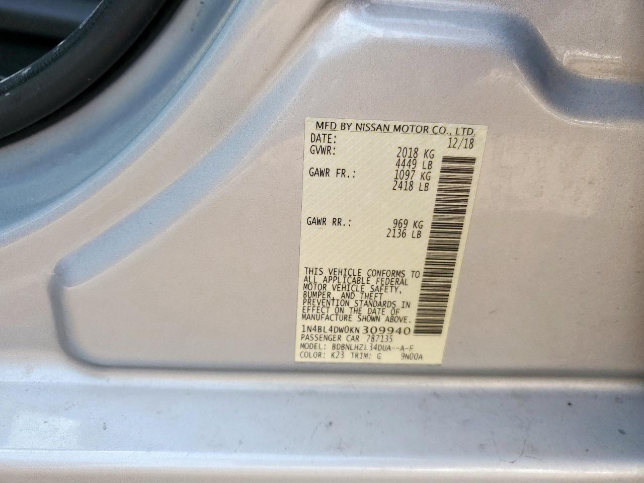 2019 NISSAN ALTIMA