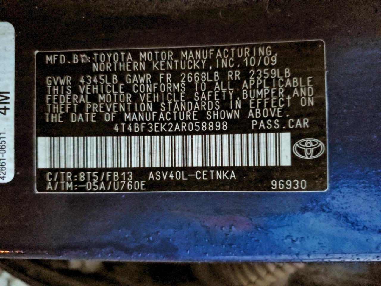 2010 TOYOTA CAMRY