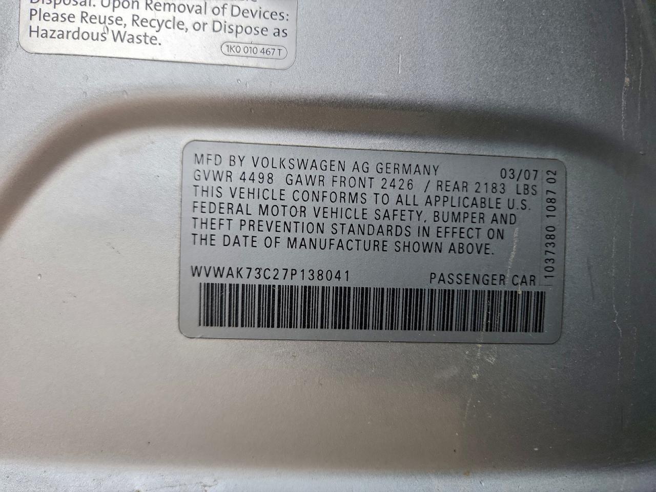 2007 VOLKSWAGEN Passat