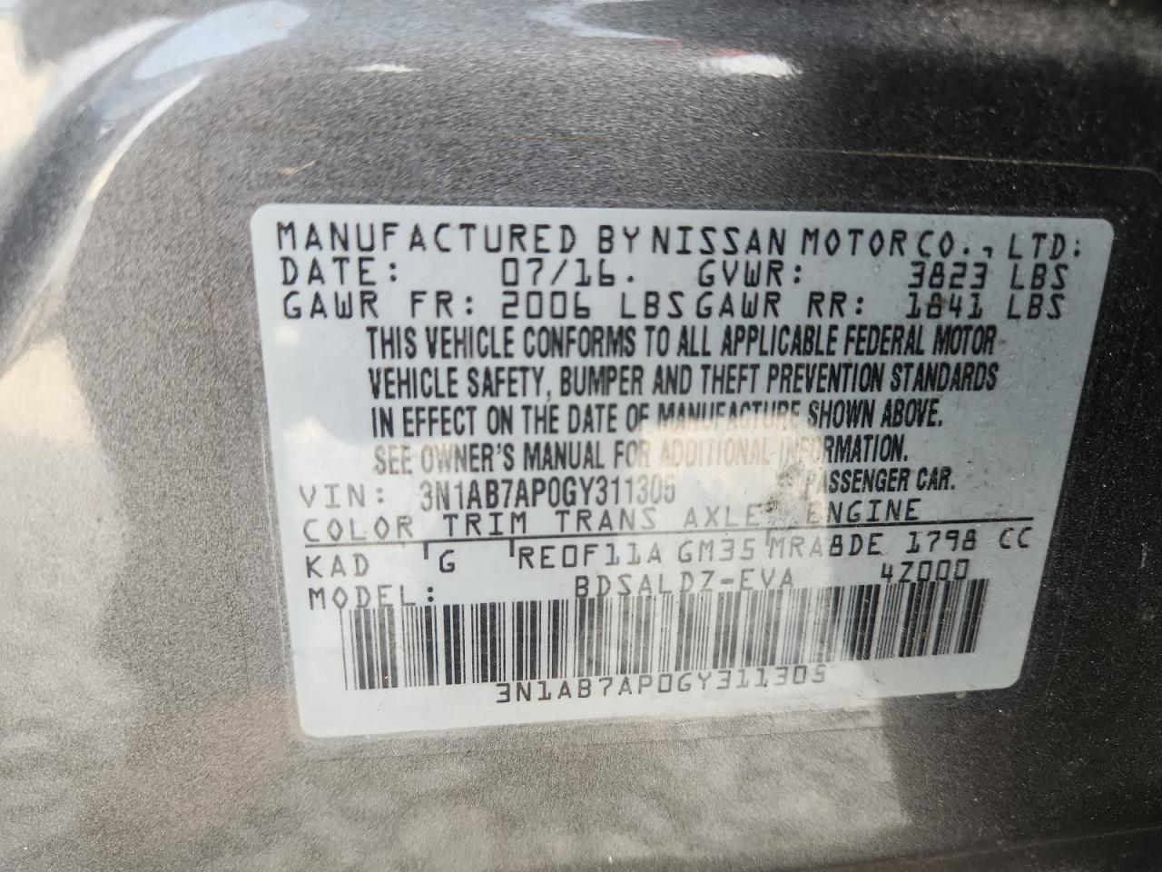 2016 NISSAN SENTRA
