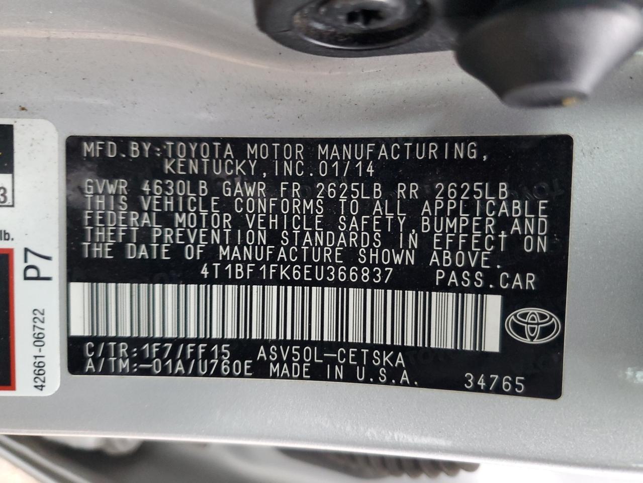 2014 TOYOTA CAMRY
