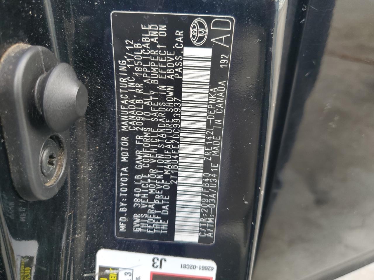2013 TOYOTA COROLLA