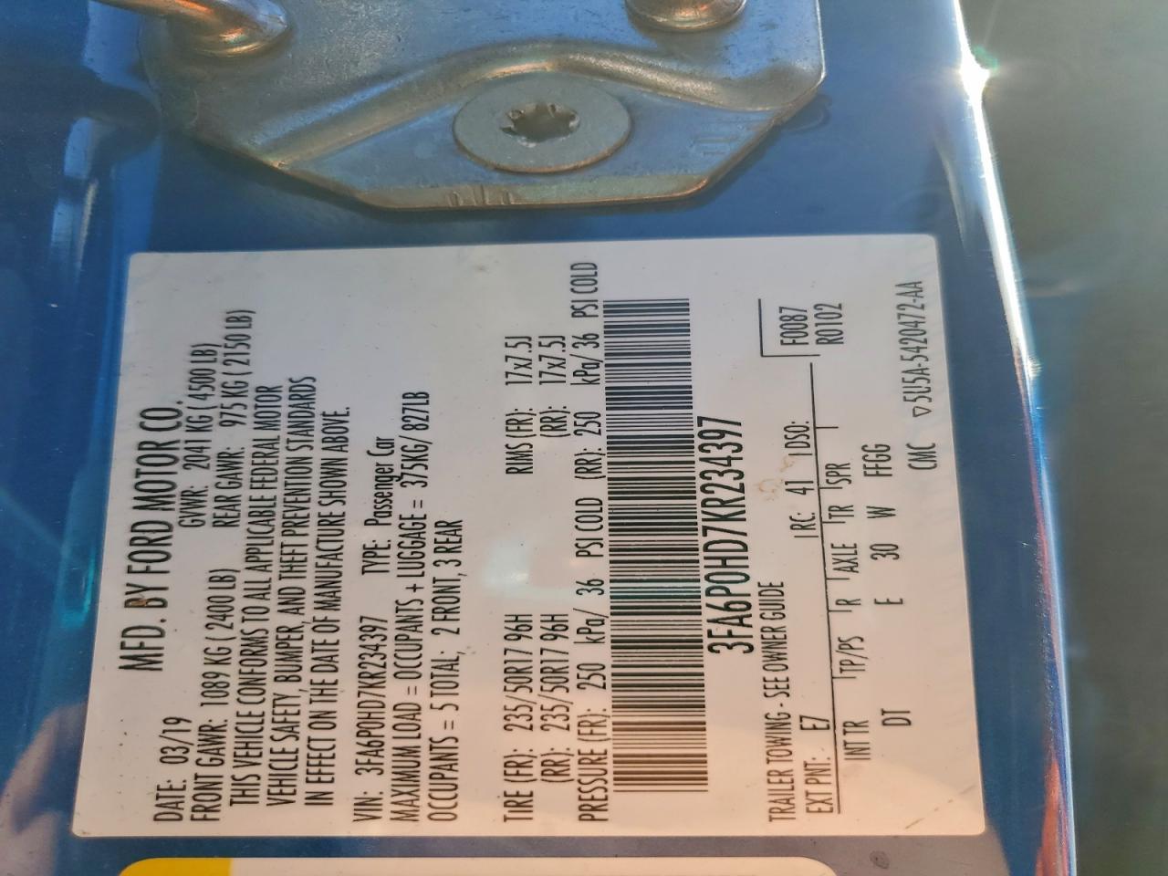 2019 FORD FUSION