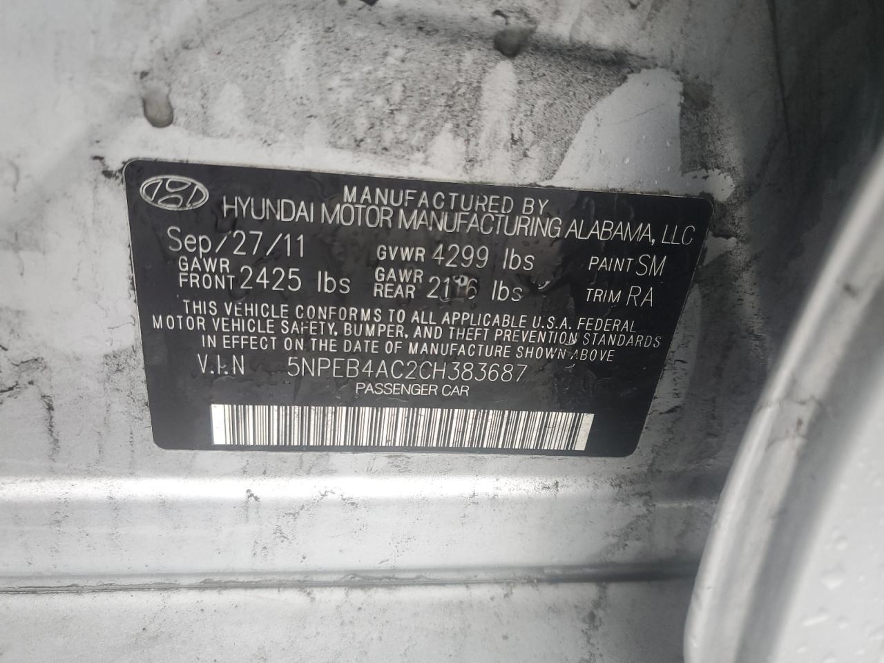 2012 HYUNDAI SONATA
