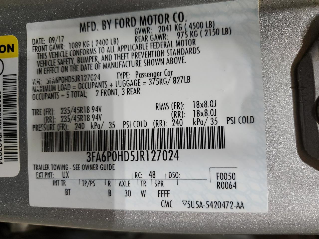 2018 FORD FUSION