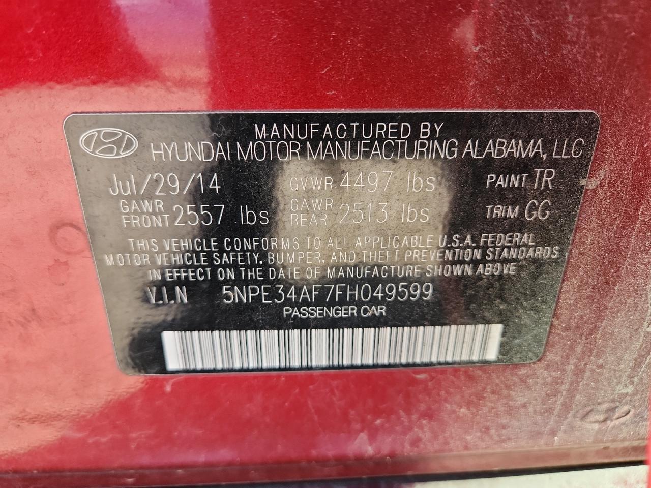 2015 HYUNDAI SONATA