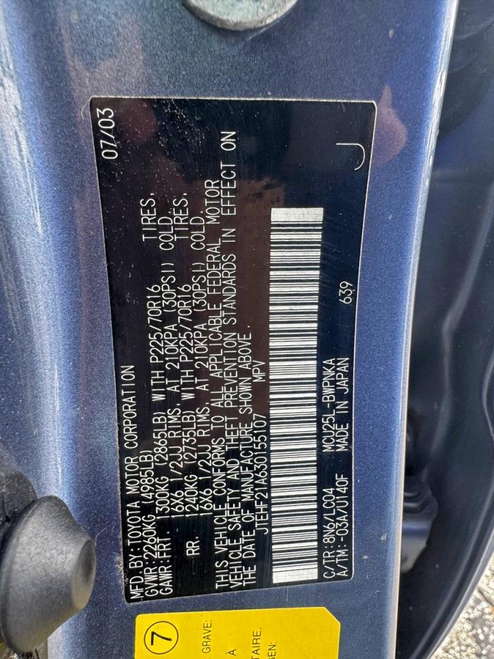 2003 TOYOTA HIGHLANDER