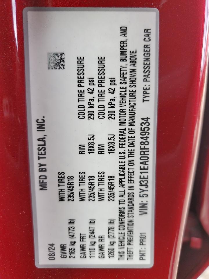 2024 TESLA MODEL 3
