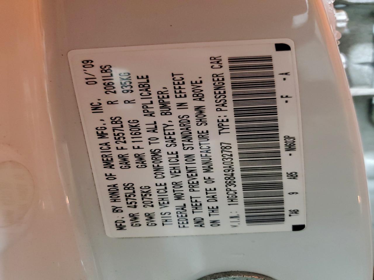 2009 HONDA ACCORD