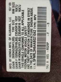 2010 HONDA ODYSSEY