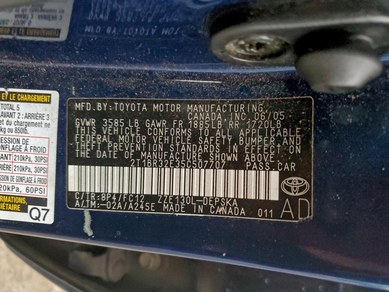2005 TOYOTA COROLLA