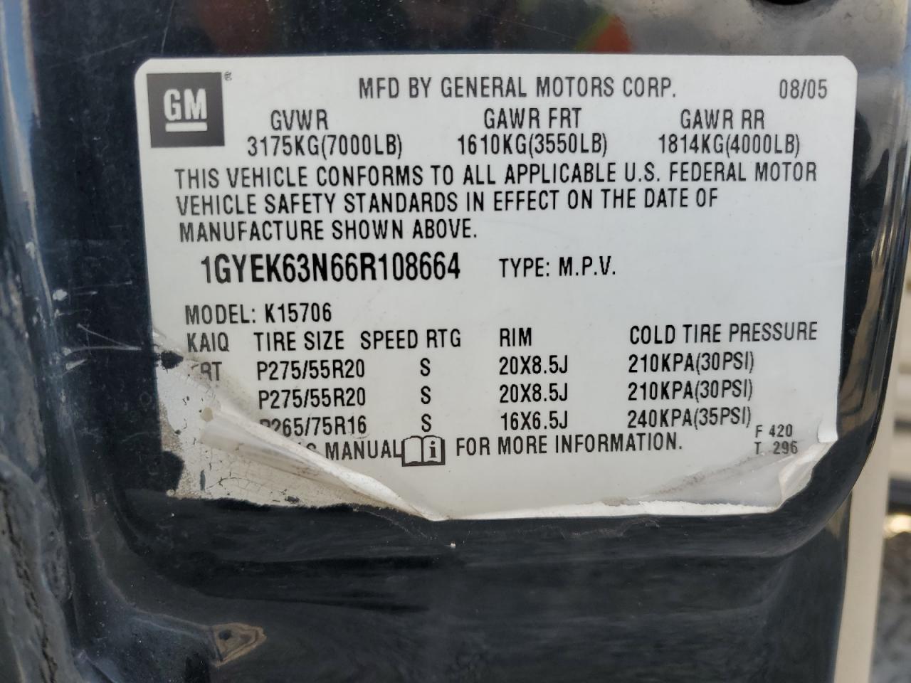 2006 CADILLAC ESCALADE
