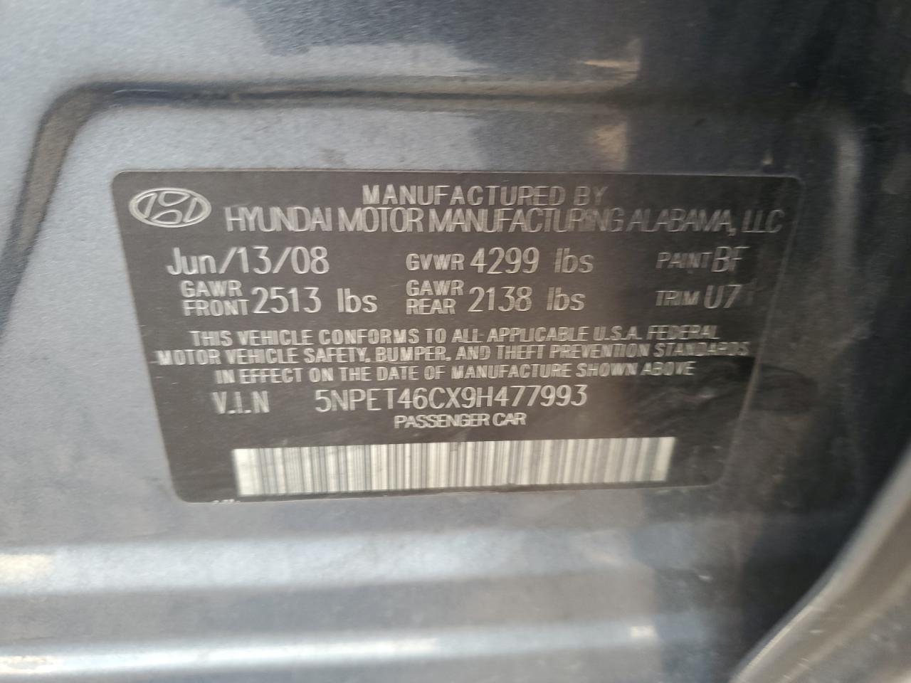 2009 HYUNDAI SONATA
