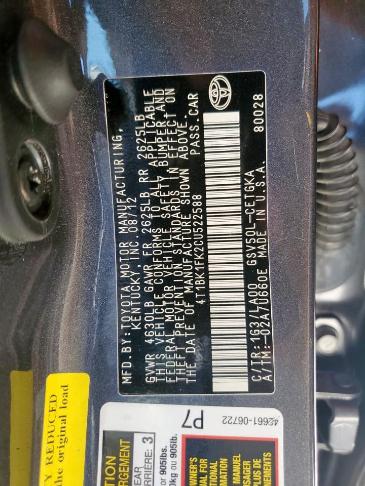 2012 TOYOTA CAMRY