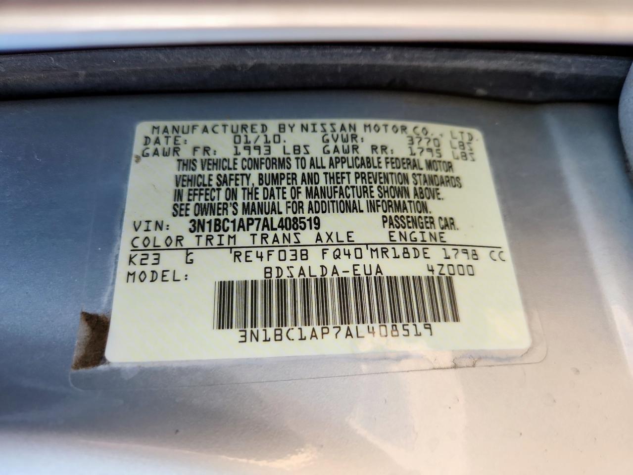 2010 NISSAN VERSA