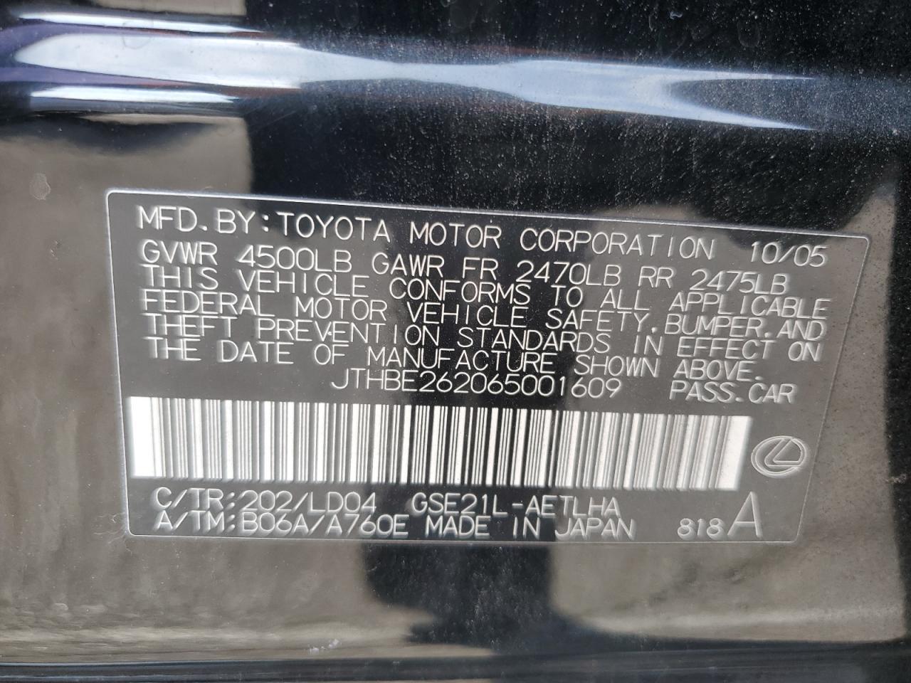 2006 LEXUS IS 350