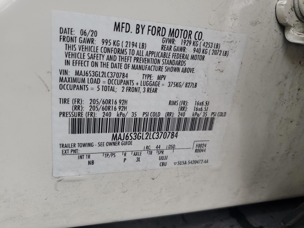 2020 FORD EcoSport