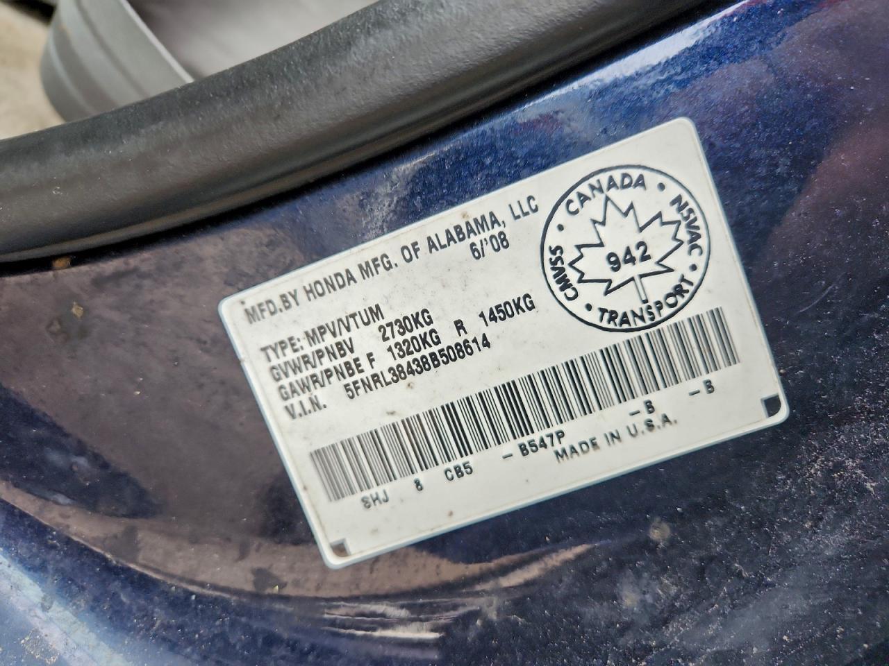 2008 HONDA ODYSSEY