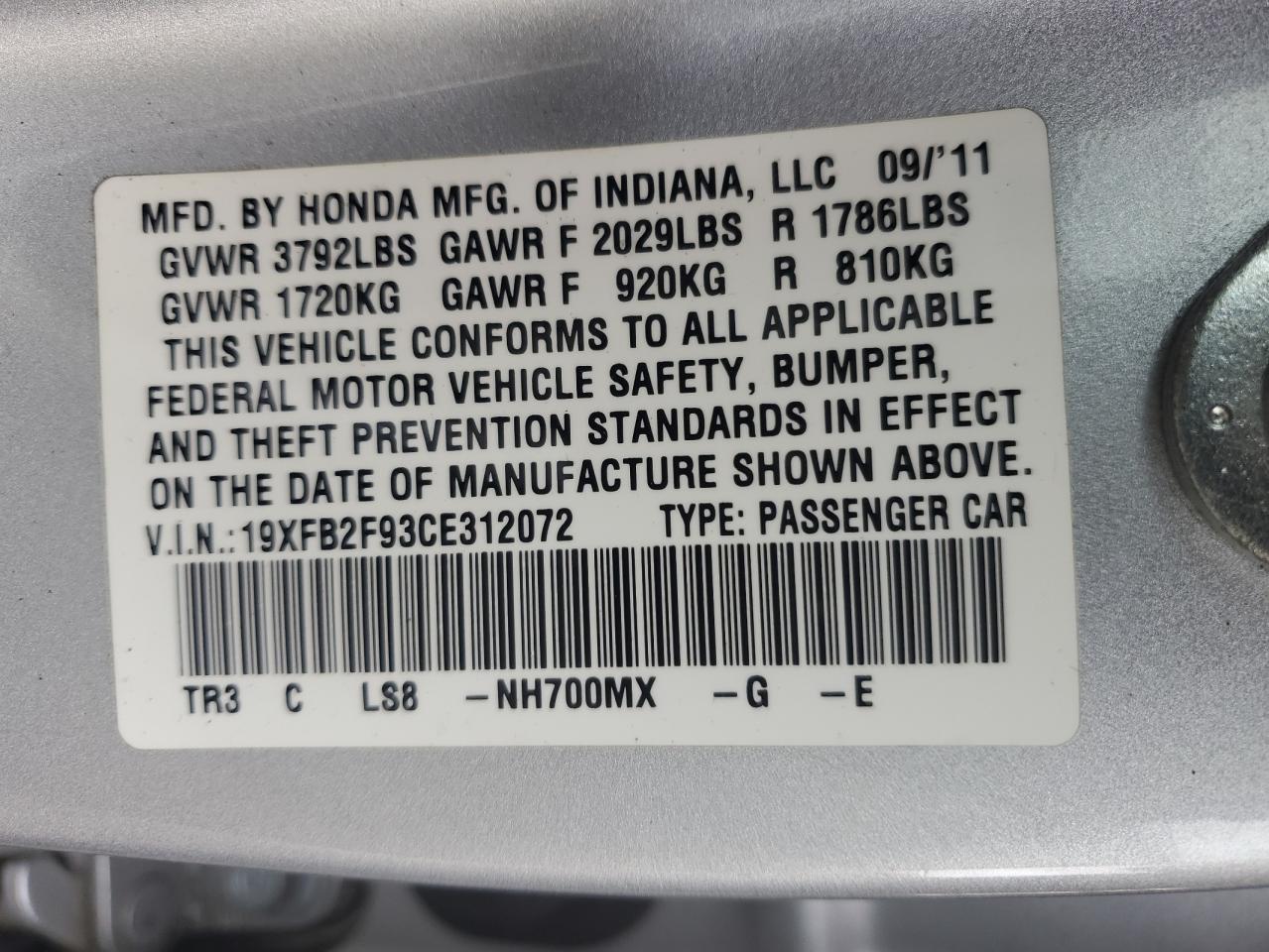 2012 HONDA CIVIC