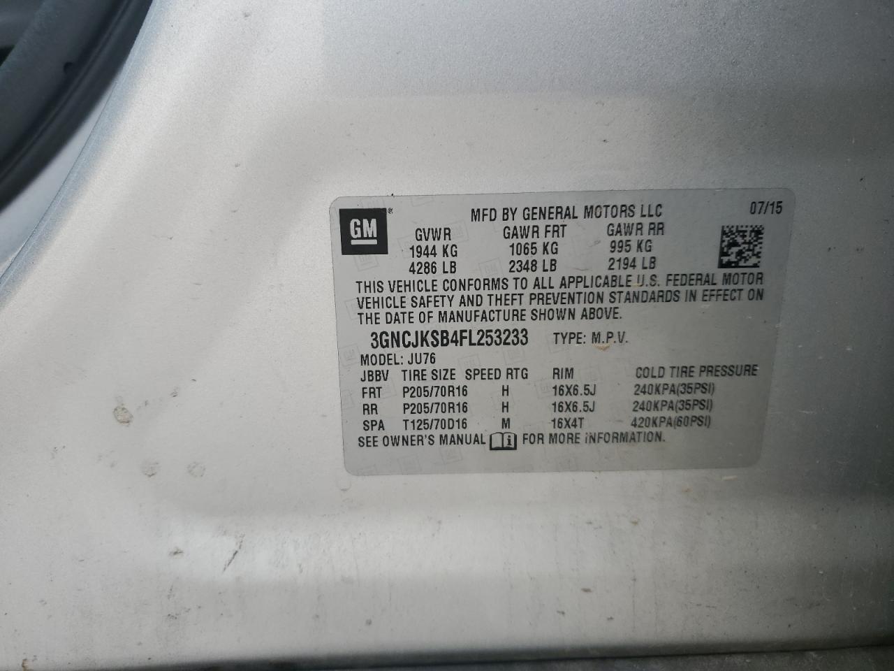 2015 CHEVROLET TRAX