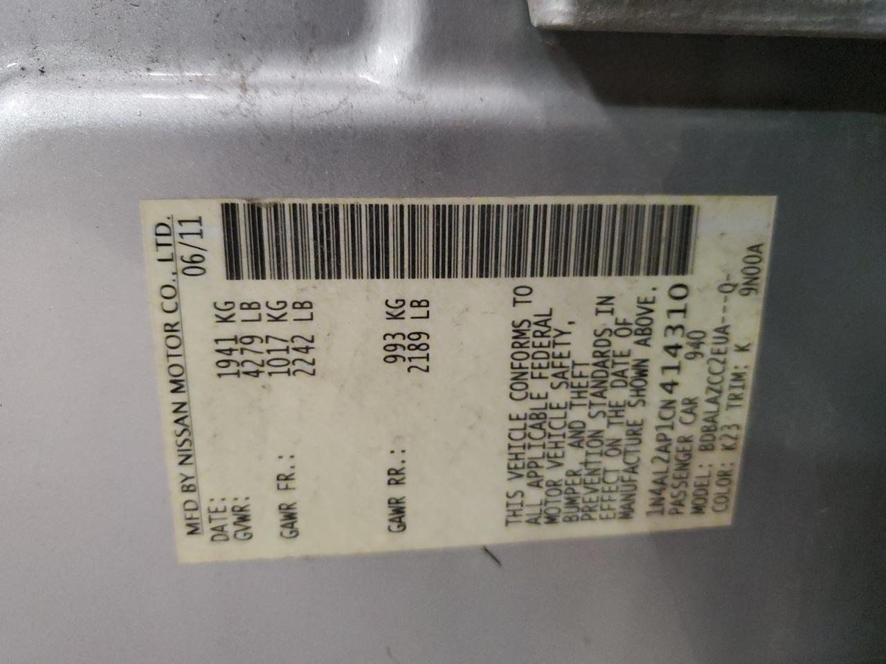 2012 NISSAN ALTIMA