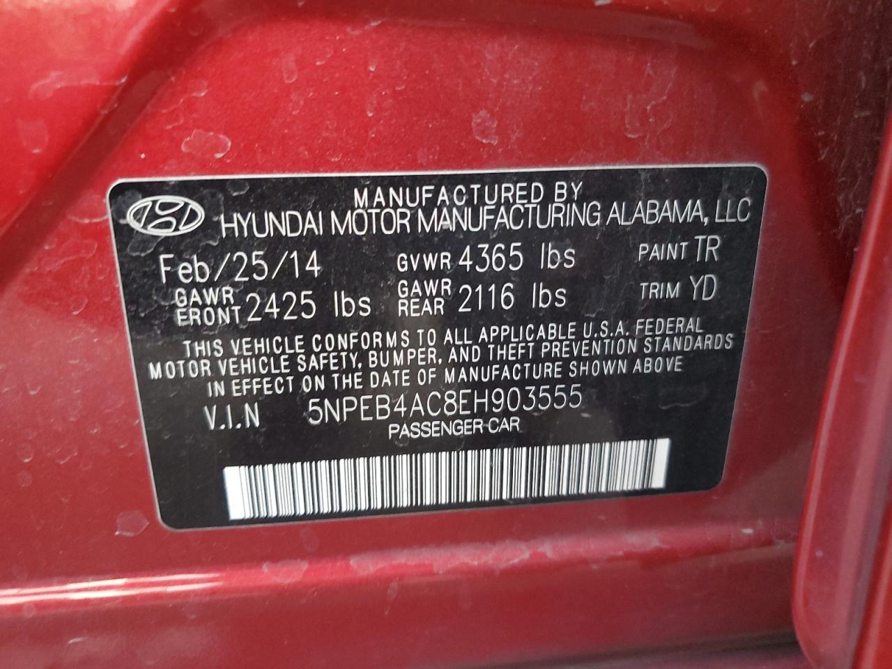 2014 HYUNDAI SONATA