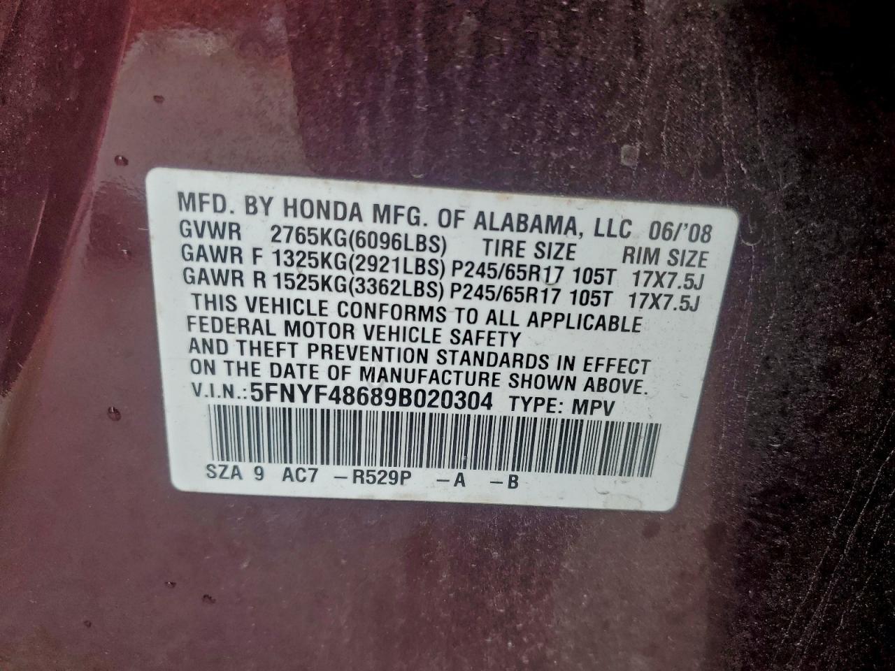 2009 HONDA PILOT
