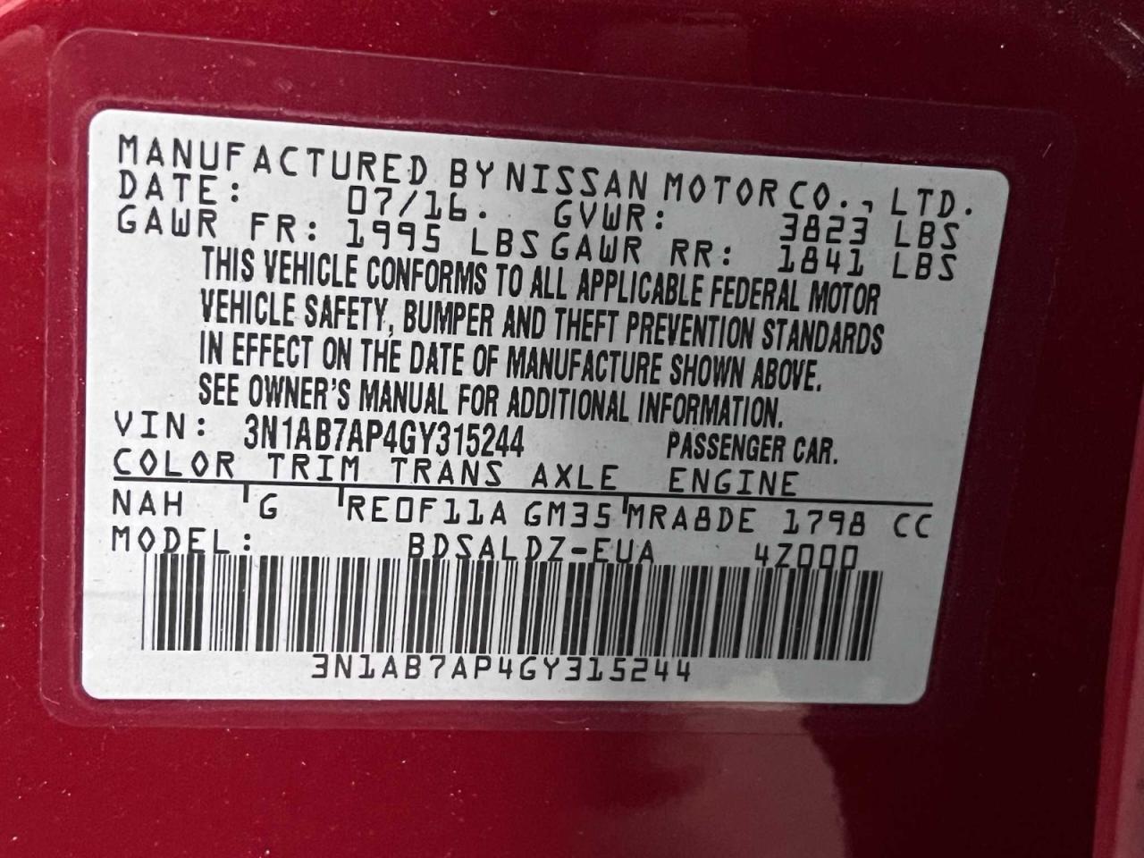 2016 NISSAN SENTRA