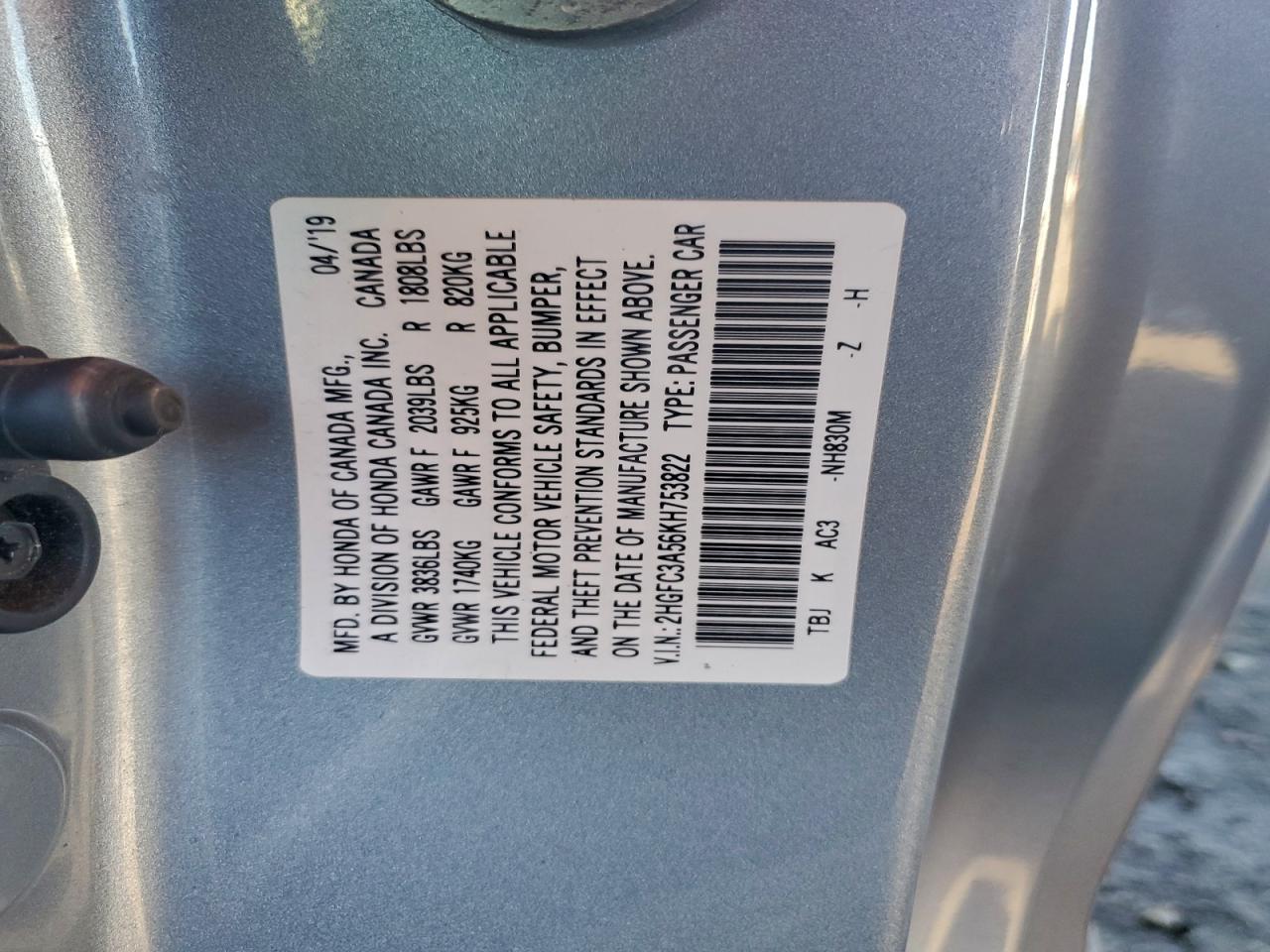 2019 HONDA CIVIC